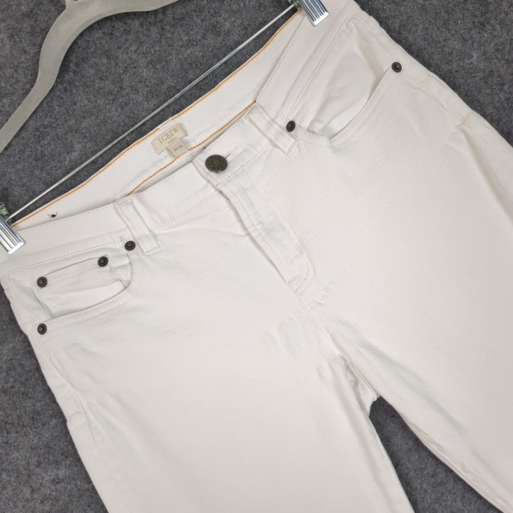 J.Crew Toothpick Skinny Jeans Womens 28 White Stretch Denim Mid Rise‎ Slim Fit